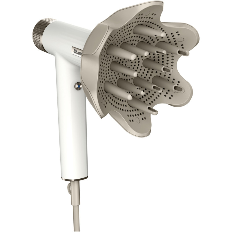 Στεγνωτήρας μαλλιών Shark HD334EU, 1700W, Διαχυτής, 3 λειτουργίες, 3 εξαρτήματα, Προστασία από θερμική βλάβη, 110°C, Ιονιστής, Λευκό