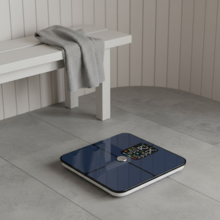 Ψηφιακή ζυγαριά Klausberg KB 7940, 180 Kg, BIA, LCD, Bluetooth, 12 ενδείξεις, γυαλί, σκούρο μπλε