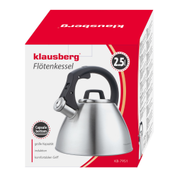 Σφυρίζοντας βραστήρας Klausberg KB 7951, 2.5 l, Ανοξείδωτο ατσάλι, Θερμομονωμένη λαβή, Επαγωγή, Ματ όνυχα