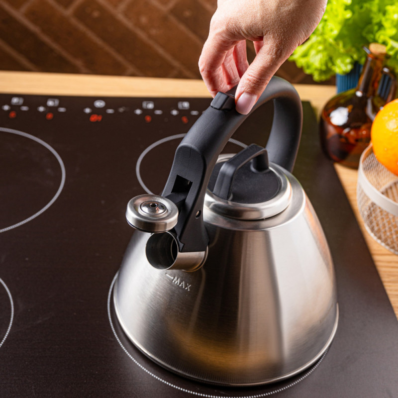 Σφυρίζοντας βραστήρας Klausberg KB 7951, 2.5 l, Ανοξείδωτο ατσάλι, Θερμομονωμένη λαβή, Επαγωγή, Ματ όνυχα