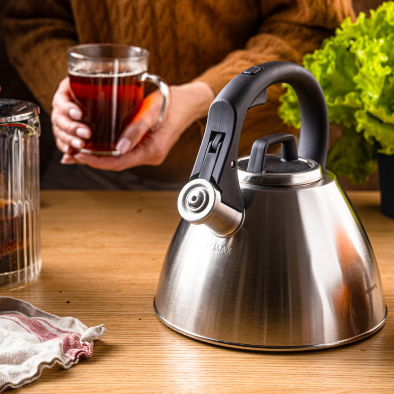 Σφυρίζοντας βραστήρας Klausberg KB 7951, 2.5 l, Ανοξείδωτο ατσάλι, Θερμομονωμένη λαβή, Επαγωγή, Ματ όνυχα