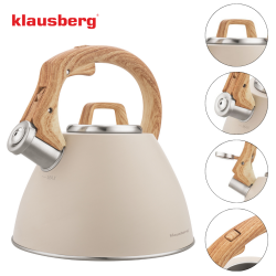 Klausberg KB 7954 βραστήρας με στροβιλισμό, 2,5 l, Ανοξείδωτο, Μονωμένη λαβή με εφέ ξύλου, Επαγωγή, Μπεζ/καφέ