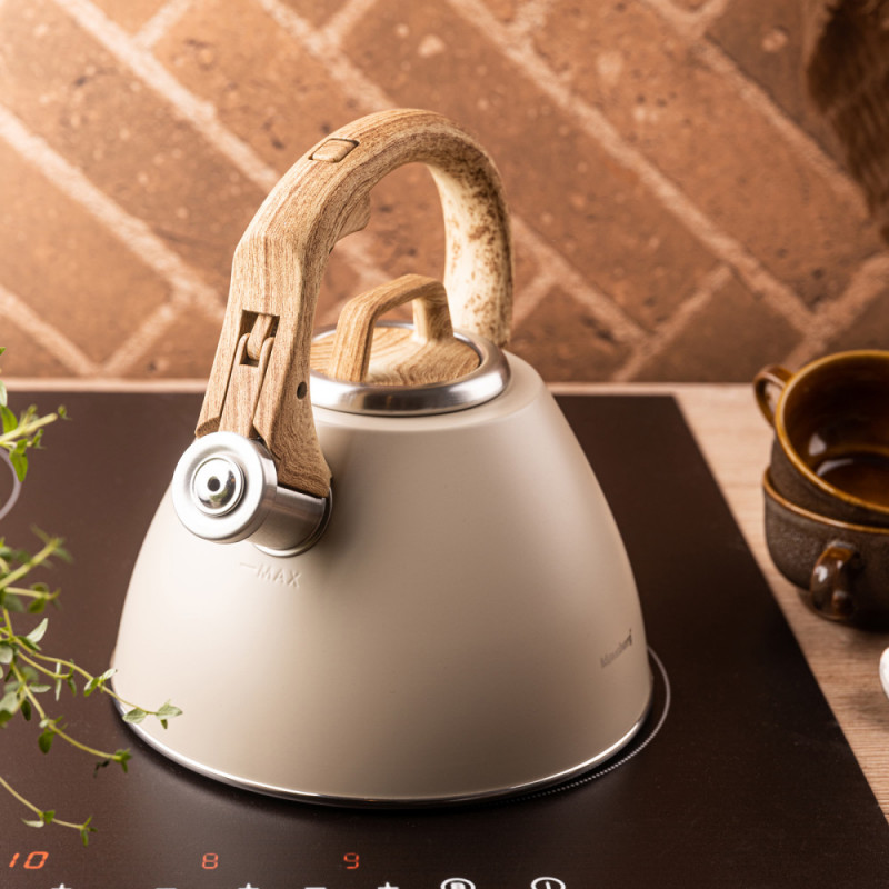 Klausberg KB 7954 βραστήρας με στροβιλισμό, 2,5 l, Ανοξείδωτο, Μονωμένη λαβή με εφέ ξύλου, Επαγωγή, Μπεζ/καφέ