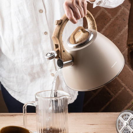 Klausberg KB 7954 βραστήρας με στροβιλισμό, 2,5 l, Ανοξείδωτο, Μονωμένη λαβή με εφέ ξύλου, Επαγωγή, Μπεζ/καφέ