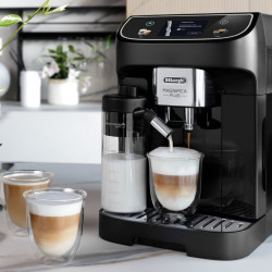 Καφετιέρα DeLonghi Magnifica PLUS ECAM 320.60.B, 1450W, 15 bar, 1.8l, 15 προγράμματα, 13 επίπεδα άλεσης, οθόνη αφής TFT, LatteCrema Hot, επιλογή κόκκων καφέ, Μαύρο