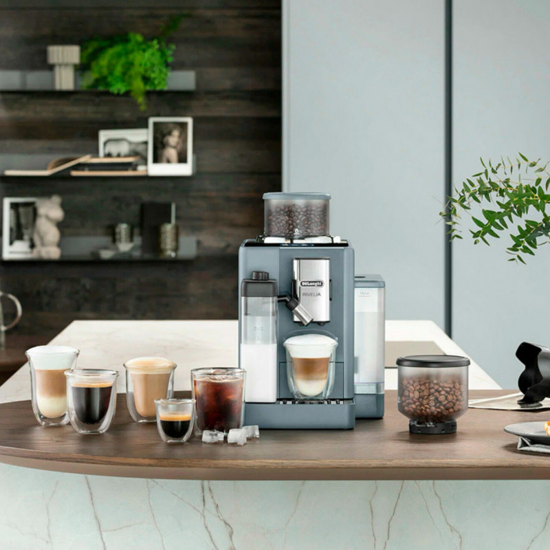 Μηχανή Espresso DeLonghi Rivelia Pebble Grey EXAM440.55.G, 1450W, 19 bar, 1.4l, οθόνη αφής TFT, Twin Shot, Bean Adapt, 17 ποτά, Stone Grey