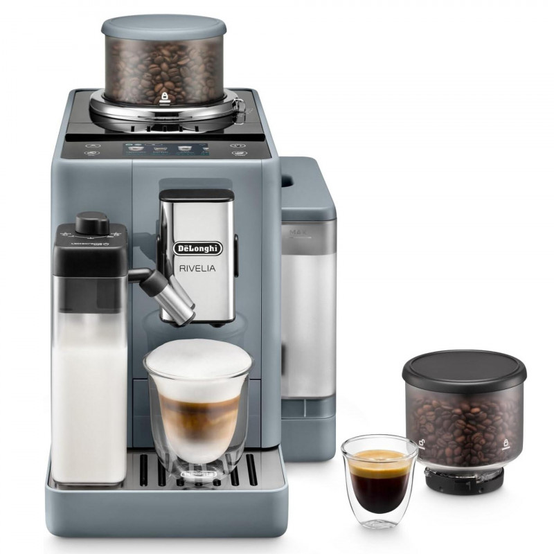 Μηχανή Espresso DeLonghi Rivelia Pebble Grey EXAM440.55.G, 1450W, 19 bar, 1.4l, οθόνη αφής TFT, Twin Shot, Bean Adapt, 17 ποτά, Stone Grey