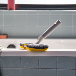 Καθαριστικό επιφανειών 2 σε 1 Joseph Joseph CleanTech 6500012, 18,5 cm, Λαβή μαλακής λαβής, Γκρι/Κίτρινο