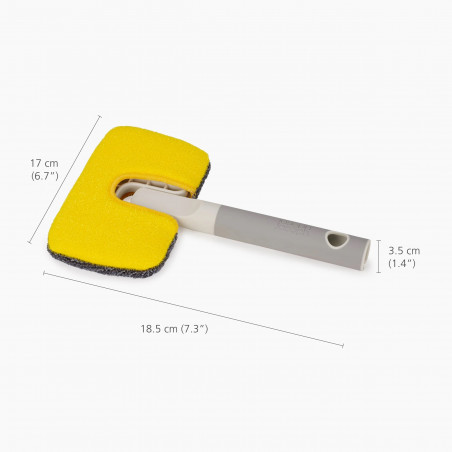 Καθαριστικό επιφανειών 2 σε 1 Joseph Joseph CleanTech 6500012, 18,5 cm, Λαβή μαλακής λαβής, Γκρι/Κίτρινο