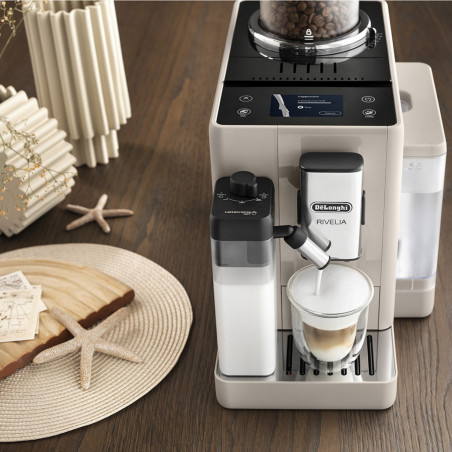 Μηχανή Espresso DeLonghi Rivelia Sand Beige EXAM440.55.BG, 1450W, 19 bar, 1.4l, οθόνη αφής TFT, Twin Shot, Bean Adapt, LatteCrema Hot, 17 ποτά, Μπεζ