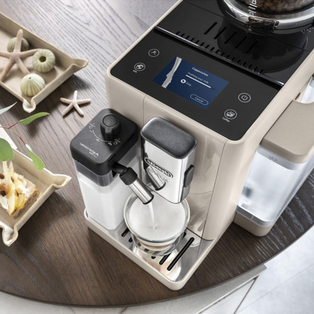 Μηχανή Espresso DeLonghi Rivelia Sand Beige EXAM440.55.BG, 1450W, 19 bar, 1.4l, οθόνη αφής TFT, Twin Shot, Bean Adapt, LatteCrema Hot, 17 ποτά, Μπεζ