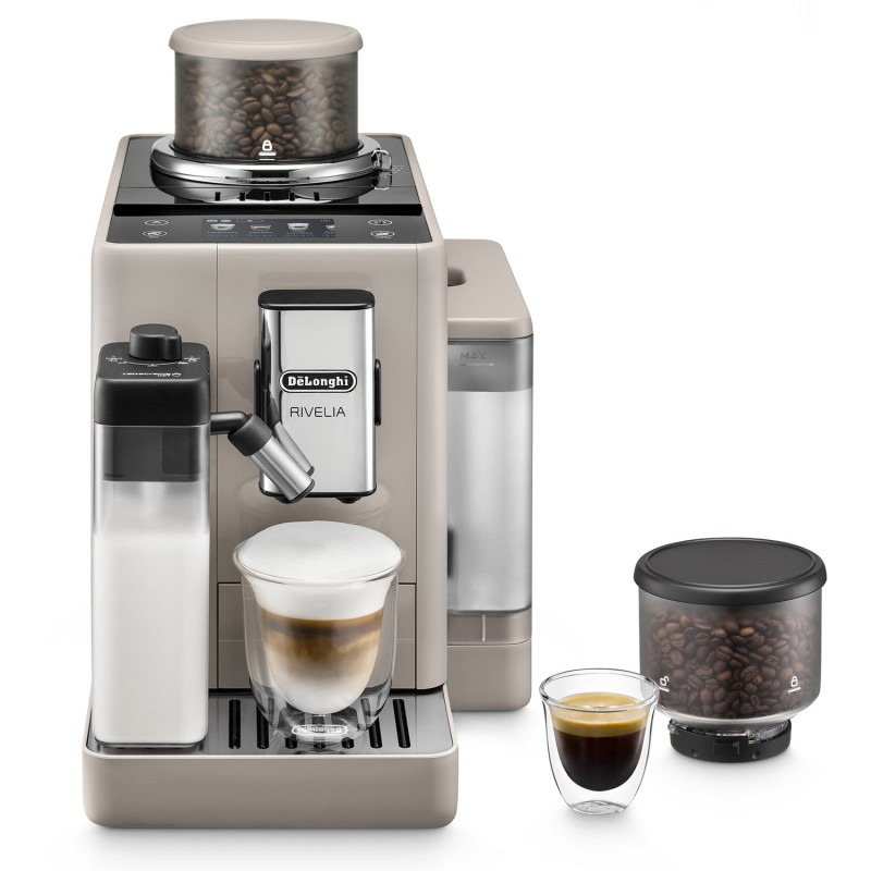 Μηχανή Espresso DeLonghi Rivelia Sand Beige EXAM440.55.BG, 1450W, 19 bar, 1.4l, οθόνη αφής TFT, Twin Shot, Bean Adapt, LatteCrema Hot, 17 ποτά, Μπεζ