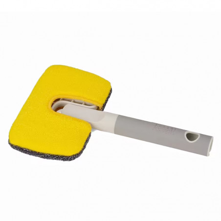 Καθαριστικό επιφανειών 2 σε 1 Joseph Joseph CleanTech 6500012, 18,5 cm, Λαβή μαλακής λαβής, Γκρι/Κίτρινο