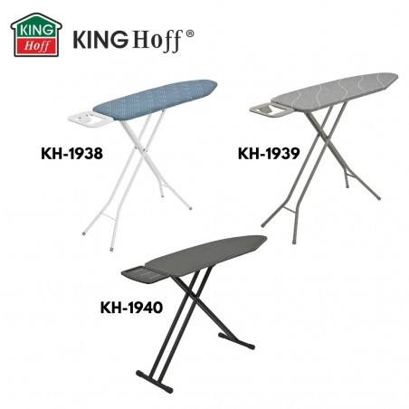 Τραπέζι σιδερώματος Kinghoff KH 1939, 114x35,5 cm, 7 θέσεις ρύθμισης, Σιδεροθήκη, Γκρι