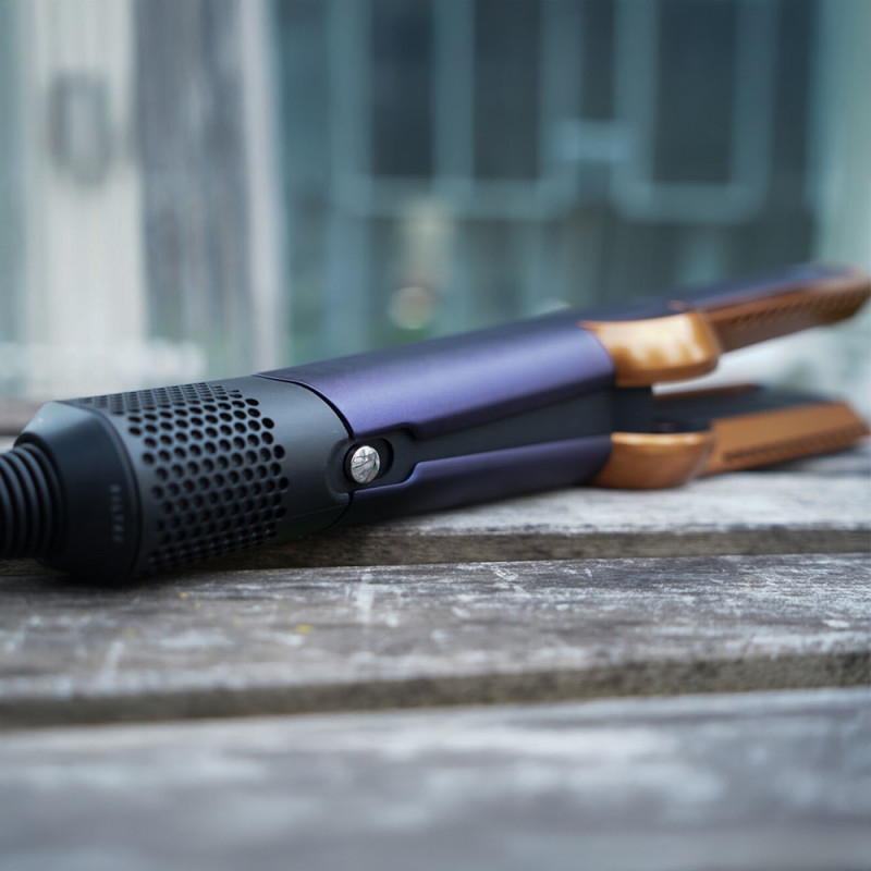 Ίσιωμα μαλλιών Dyson HT01 Airstrait Bco/Dbu, 1600W, 140°C, ιονισμός, 6 επίπεδα θερμοκρασίας, καθαριστής μαλλιών, χάλκινο φινίρισμα, LCD, μπλε/χάλκινο