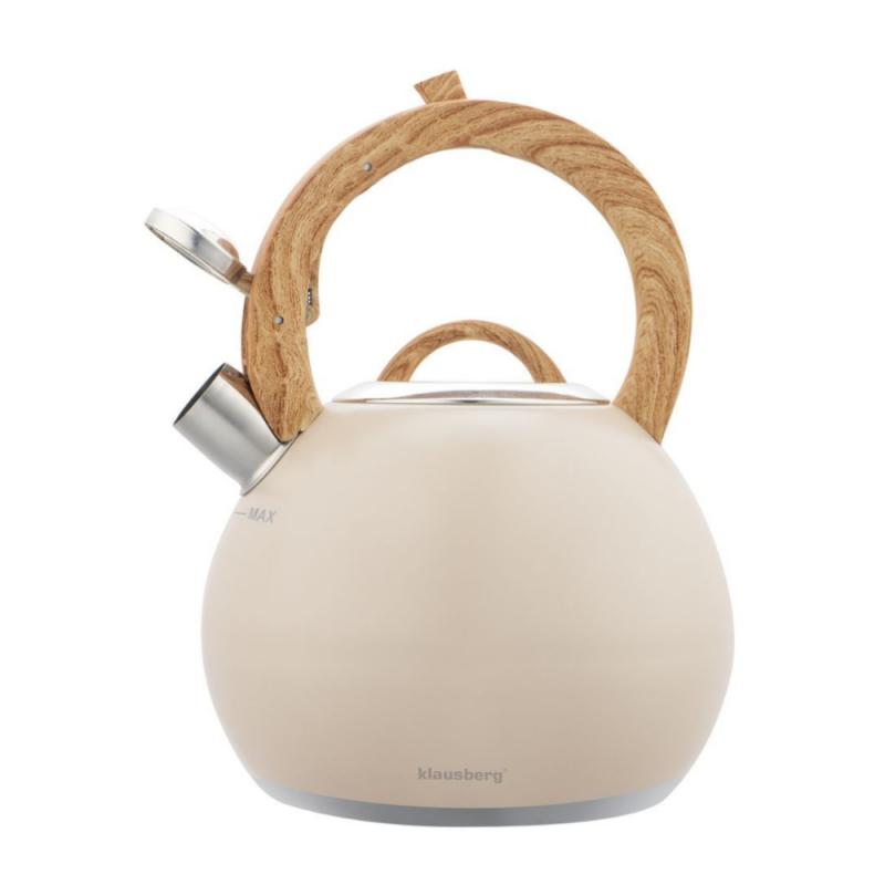 Σφυρίζοντας βραστήρας Klausberg KB 7956, 3l, Θερμομονωμένη λαβή, Πολυστρωματικός πυθμένας, Επαγωγή, Μπεζ