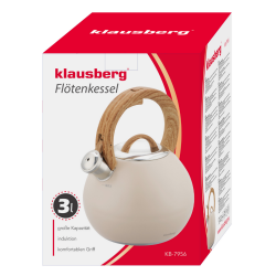 Σφυρίζοντας βραστήρας Klausberg KB 7956, 3l, Θερμομονωμένη λαβή, Πολυστρωματικός πυθμένας, Επαγωγή, Μπεζ