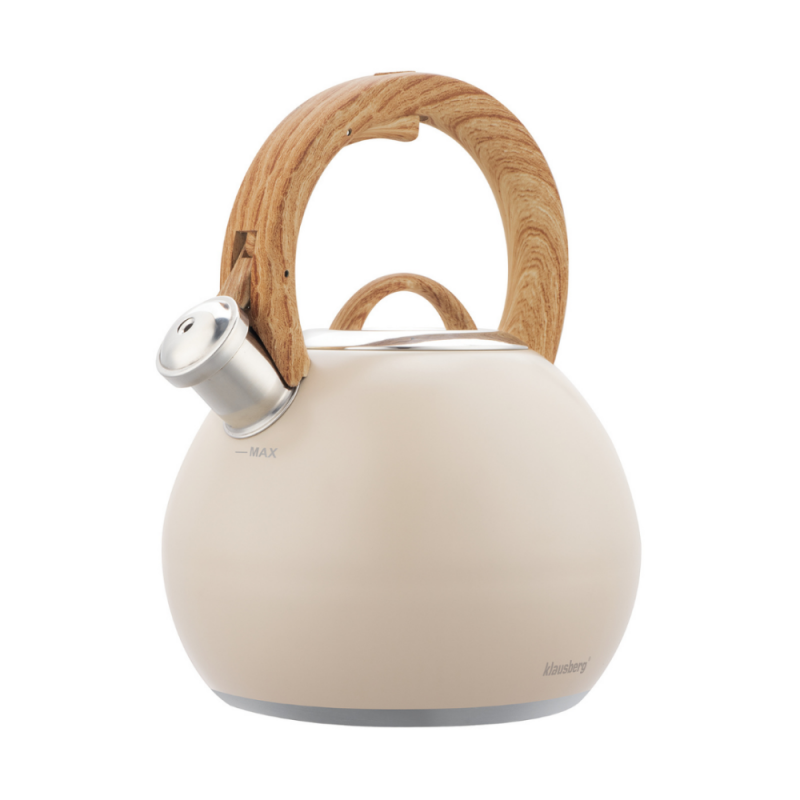 Σφυρίζοντας βραστήρας Klausberg KB 7956, 3l, Θερμομονωμένη λαβή, Πολυστρωματικός πυθμένας, Επαγωγή, Μπεζ