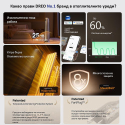 Θερμάστρα με ανεμιστήρα DREO Atom 416, 1500 W, Έως 20 m2, 5 λειτουργίες, HeatShield360, Χρονοδιακόπτης, Γκρι/Μαύρο