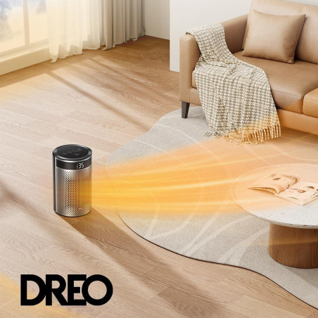 Θερμάστρα με ανεμιστήρα DREO Atom 416, 1500 W, Έως 20 m2, 5 λειτουργίες, HeatShield360, Χρονοδιακόπτης, Γκρι/Μαύρο
