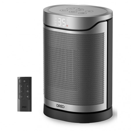 Θερμάστρα με ανεμιστήρα DREO Atom 318, 1500 W, Έως 20 m2, 5 λειτουργίες, HeatShield360, Χρονοδιακόπτης, Γκρι/Μαύρο