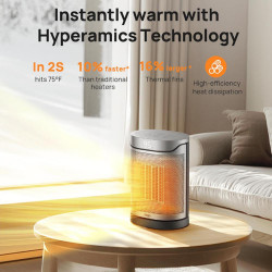 Θερμάστρα με ανεμιστήρα DREO Atom 318, 1500 W, Έως 20 m2, 5 λειτουργίες, HeatShield360, Χρονοδιακόπτης, Γκρι/Μαύρο