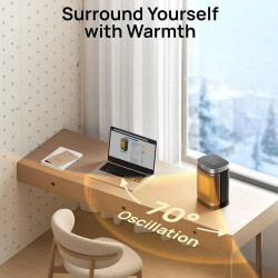 Θερμάστρα με ανεμιστήρα DREO Atom 318, 1500 W, Έως 20 m2, 5 λειτουργίες, HeatShield360, Χρονοδιακόπτης, Γκρι/Μαύρο