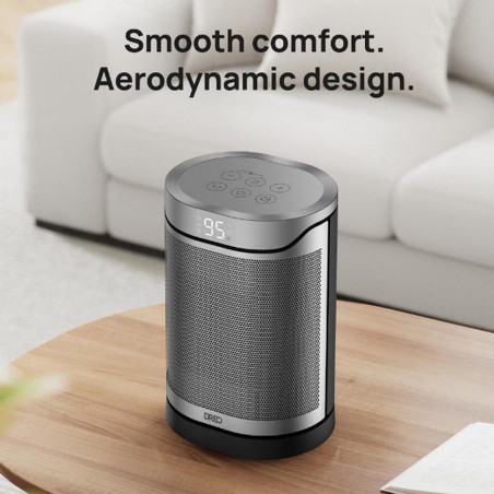 Θερμάστρα με ανεμιστήρα DREO Atom 318, 1500 W, Έως 20 m2, 5 λειτουργίες, HeatShield360, Χρονοδιακόπτης, Γκρι/Μαύρο