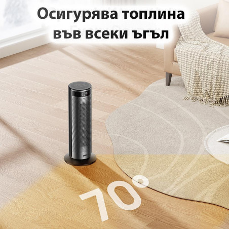 Θερμάστρα με ανεμιστήρα DREO Solaris 628, 2000W, Έως 25 m2, 5 λειτουργίες, 5-35C, HeatShield360, Χρονοδιακόπτης, Μαύρο/Γκρι