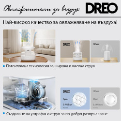 Υπερηχητικός υγραντήρας αέρα DREO 420S, Έως 25 m2, 300 ml/ώρα, 4 l, Αυτόματη ρύθμιση, Νυχτερινή λειτουργία, Χρονοδιακόπτης, LED, Μαύρο