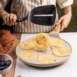 Τηγάνι για τηγανίτες Klausberg KB 7970, 26,5 cm, 7 θήκες, Αντικολλητική επίστρωση, Επαγωγή, Μπεζ