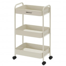 Kinghoff KH 1943 κινητό ράφι, 3 επίπεδα, 4 τροχοί περιστρεφόμενοι κατά 360 μοίρες, Μπεζ