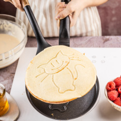 Τηγανίτα για τηγανίτες Klausberg KB 7973, 18 cm, ανάγλυφος πάτος με γατούλα, αντικολλητική επίστρωση, χωρίς PFOA, επαγωγή, μαύρο