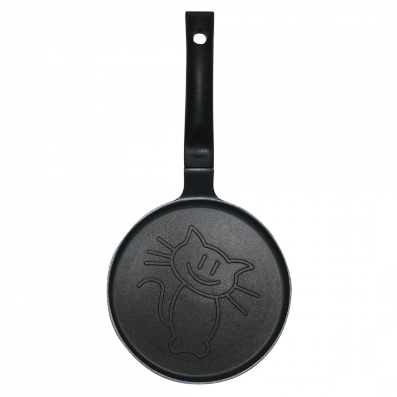 Τηγανίτα για τηγανίτες Klausberg KB 7973, 18 cm, ανάγλυφος πάτος με γατούλα, αντικολλητική επίστρωση, χωρίς PFOA, επαγωγή, μαύρο