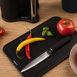 Σετ μαχαιριών Klausberg KB 7977, 8 τεμάχια, Ανοξείδωτο ατσάλι, Βάση, Θήκη για χαρτί κουζίνας, Μαύρο