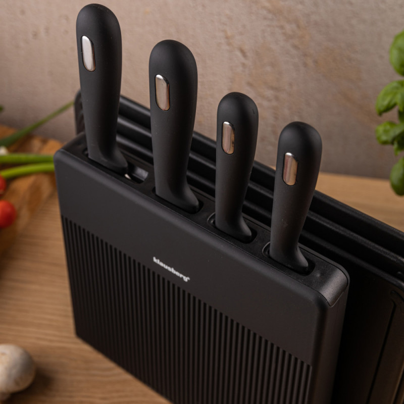 Σετ μαχαιριών και σανίδων κοπής Klausberg KB 7980, 8 τεμάχια, Ανοξείδωτο ατσάλι, Βάση, Μαύρο/inox