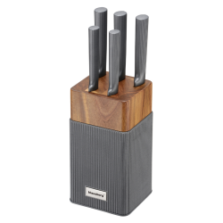 Σετ μαχαιριών Klausberg KB 7982, 6 τεμάχια, Ανοξείδωτο ατσάλι, Λαβή από ξύλο ακακίας, γραφίτης/καφέ