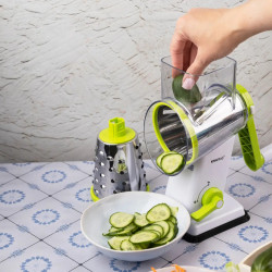 Τρίφτης χειρός με 3 εξαρτήματα Kinghoff KH 1960, Ανοξείδωτο, Λευκό/Πράσινο