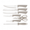 Σετ μαχαιριών Klausberg KB 7984, 8 κομμάτια, Ανοξείδωτο ατσάλι, Ακονιστήρι, Λαβή από ξύλο ακακίας, Μπεζ/ξύλο
