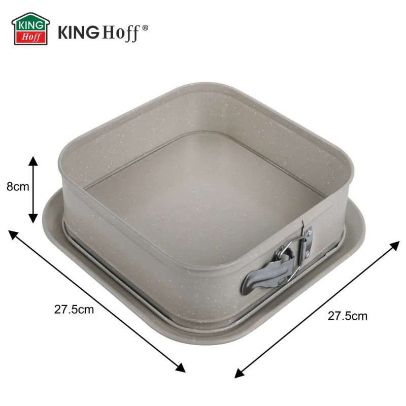 Ταψί Kinghoff KH 1977, 27.5x27.5x8 cm, Αφαιρούμενος πάτος, Μαρμάρινο φινίρισμα, Μπεζ