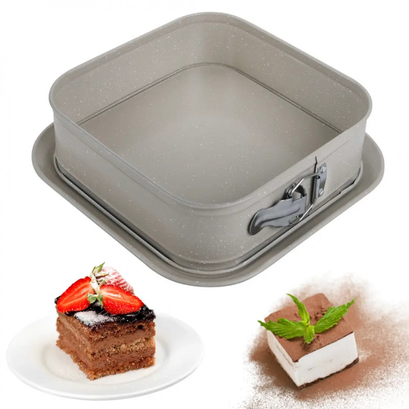 Ταψί Kinghoff KH 1977, 27.5x27.5x8 cm, Αφαιρούμενος πάτος, Μαρμάρινο φινίρισμα, Μπεζ