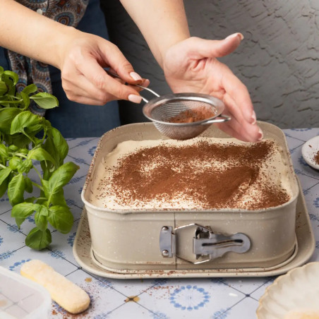 Ταψί Kinghoff KH 1977, 27.5x27.5x8 cm, Αφαιρούμενος πάτος, Μαρμάρινο φινίρισμα, Μπεζ