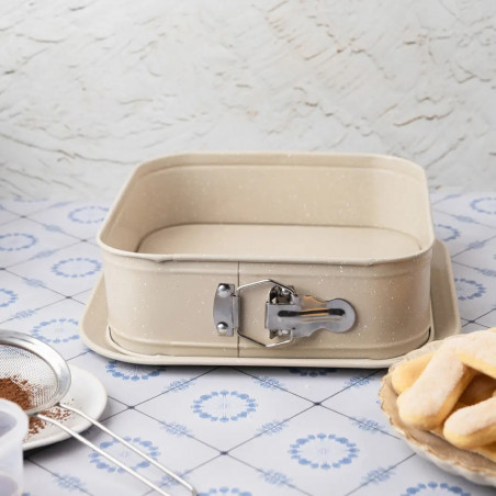 Ταψί Kinghoff KH 1977, 27.5x27.5x8 cm, Αφαιρούμενος πάτος, Μαρμάρινο φινίρισμα, Μπεζ