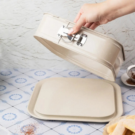 Ταψί Kinghoff KH 1977, 27.5x27.5x8 cm, Αφαιρούμενος πάτος, Μαρμάρινο φινίρισμα, Μπεζ