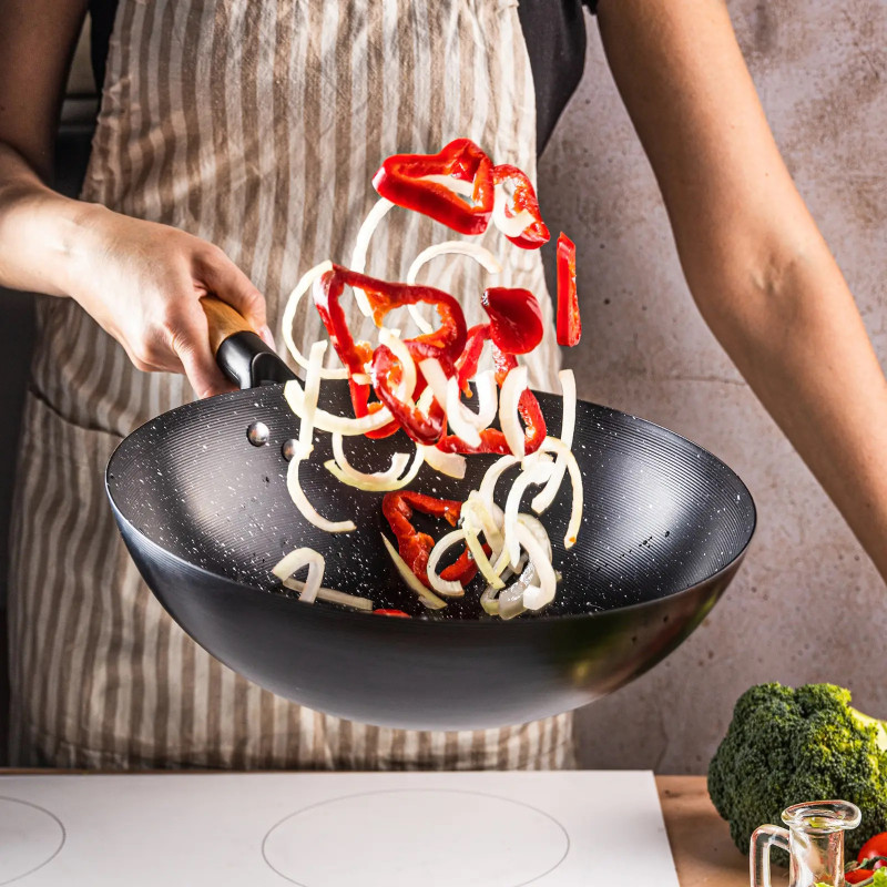 Kinghoff KH 1983 γουόκ, 30 cm, μαρμάρινο φινίρισμα, επαγωγικό, μαύρο