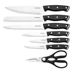 Σετ μαχαιριών Klausberg KB 7985, 13 τεμάχια, Ανοξείδωτο ατσάλι, Λαβή + ακονιστήρι, Μαύρο