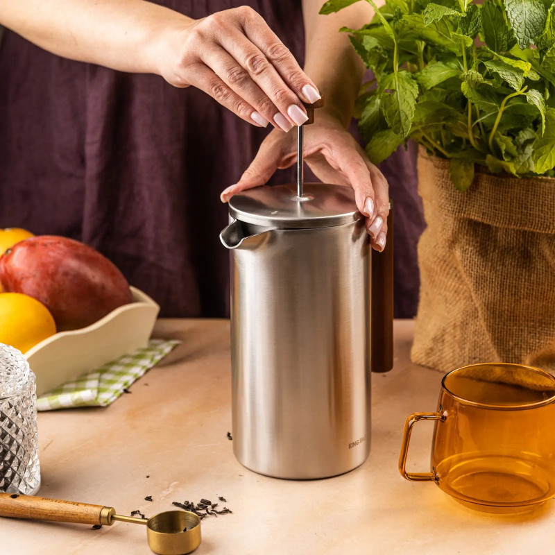 Πρέσα γαλλικού καφέ/τσάι Kinghoff KH 1995, 1 l, Ανοξείδωτο, Διπλά τοιχώματα, Inox