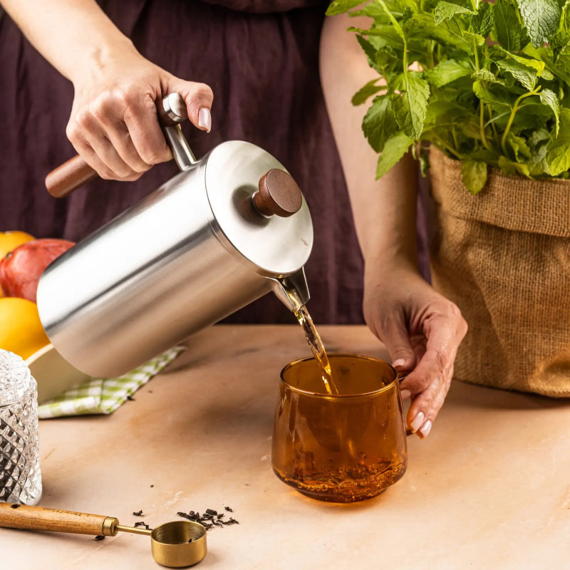 Πρέσα γαλλικού καφέ/τσάι Kinghoff KH 1995, 1 l, Ανοξείδωτο, Διπλά τοιχώματα, Inox