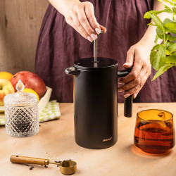 Kinghoff KH 1996 πρέσα γαλλικού καφέ/τσάι, 1 l, Ανοξείδωτο, Διπλά τοιχώματα, Μαύρο