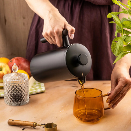 Kinghoff KH 1996 πρέσα γαλλικού καφέ/τσάι, 1 l, Ανοξείδωτο, Διπλά τοιχώματα, Μαύρο